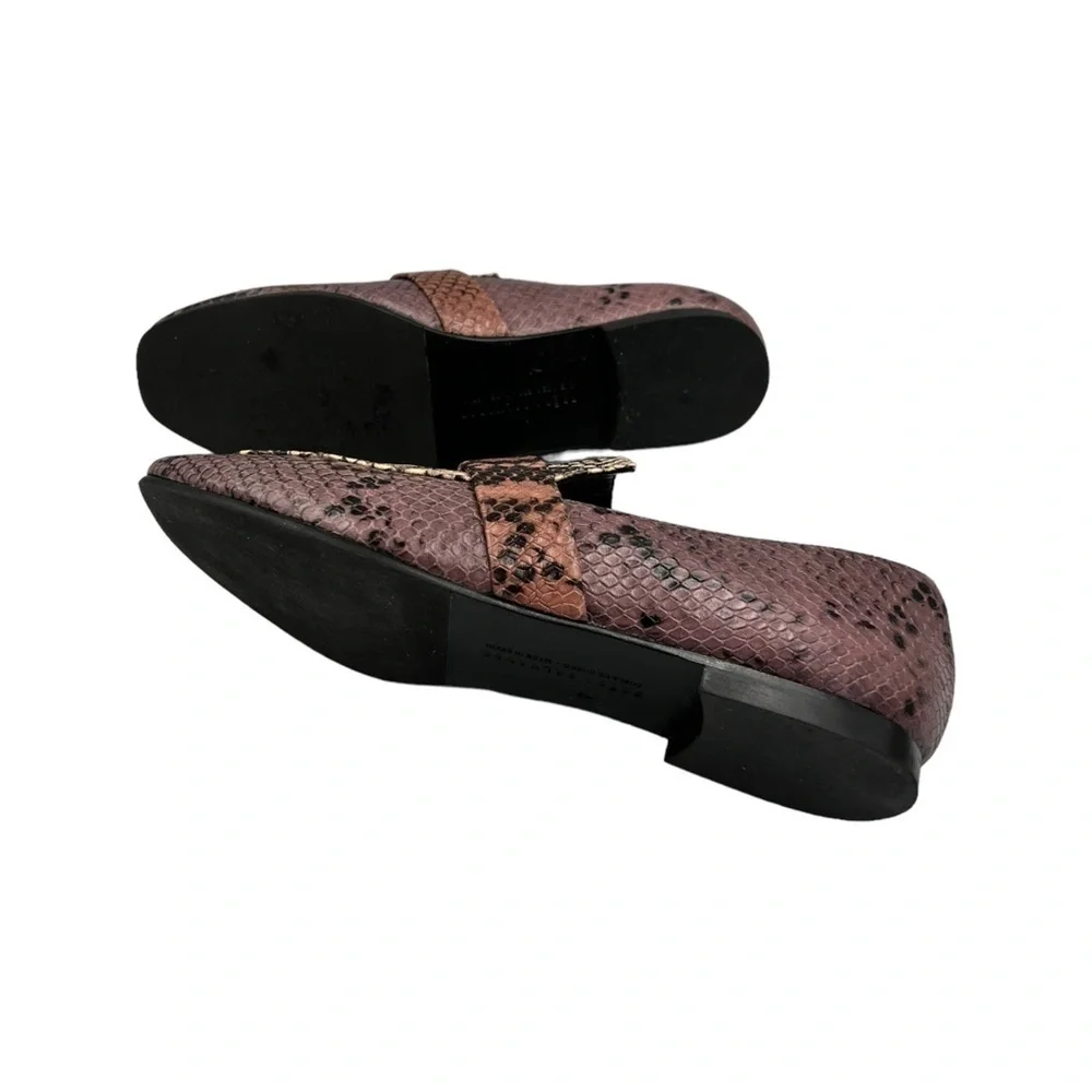Freda Salvador Pink Snake-Print Leather Loafers
